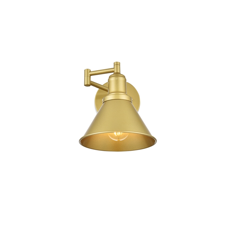 Living District Judson 1-Light Metal Swing Arm Wall Sconce in Brass