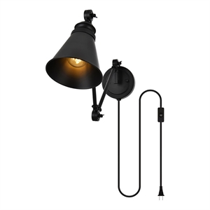 Living District Van 1-Light Metal Plug-in Wall Sconce in Black