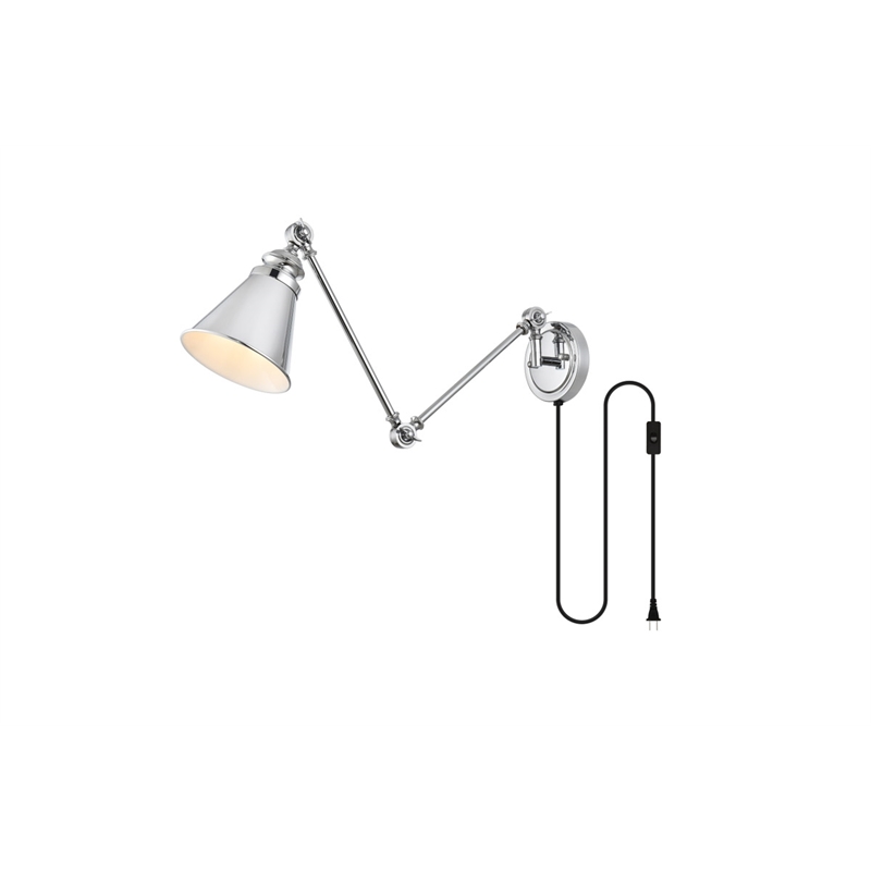 Living District Van 1-Light Metal Plug-in Wall Sconce in Chrome