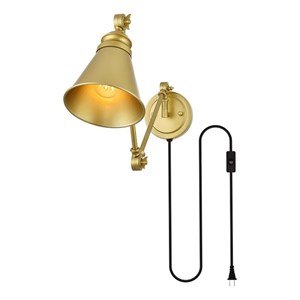 Living District Van 1-Light Metal Plug-in Wall Sconce in Brass