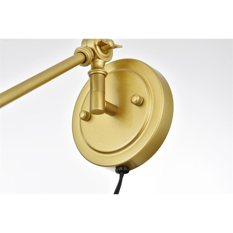Living District Van 1-Light Metal Plug-in Wall Sconce in Brass