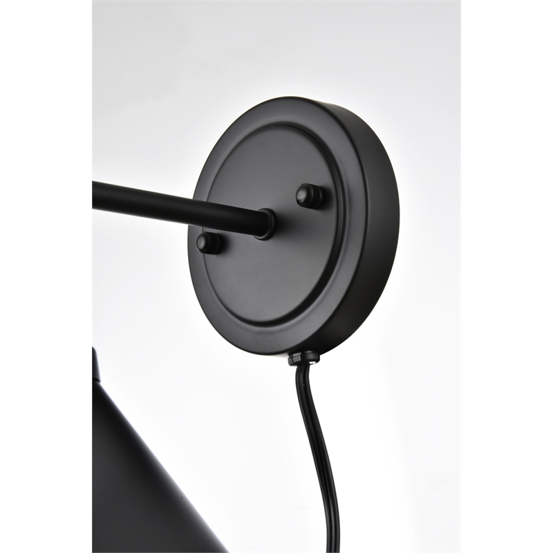 Living District Blaise 1-Light Metal Plug-in Wall Sconce in Black