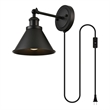 Living District Blaise 1-Light Metal Plug-in Wall Sconce in Black