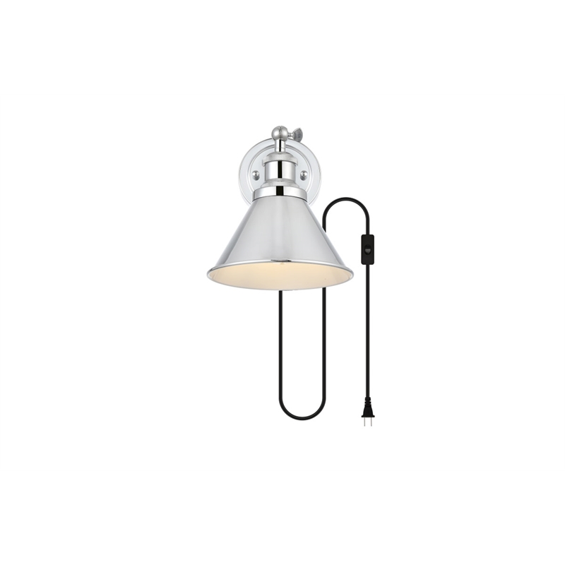 Living District Blaise 1-Light Metal Plug-in Wall Sconce in Chrome