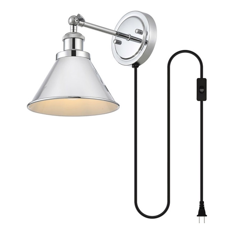 Living District Blaise 1-Light Metal Plug-in Wall Sconce in Chrome