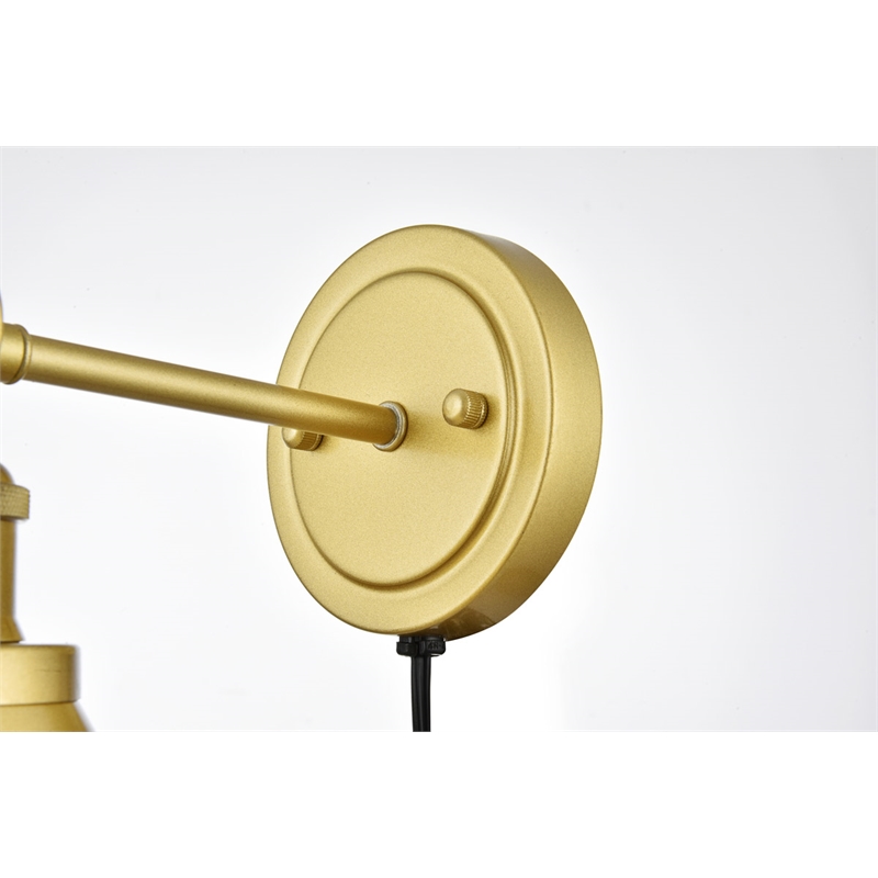 Living District Blaise 1-Light Metal Plug-in Wall Sconce in Brass