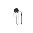 Living District Wesson 1-Light Metal Plug-in Wall Sconce in Black/Clear