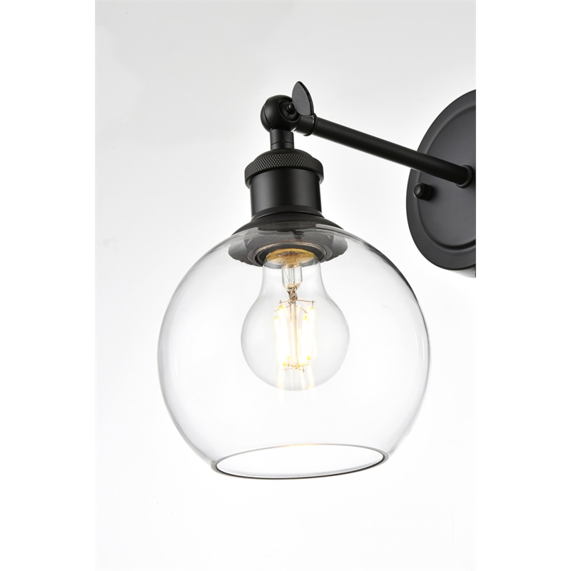 Living District Wesson 1-Light Metal Plug-in Wall Sconce in Black/Clear