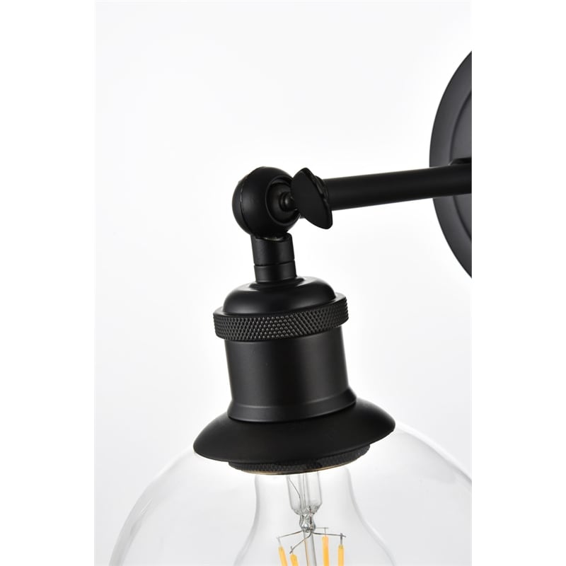 Living District Wesson 1-Light Metal Plug-in Wall Sconce in Black/Clear
