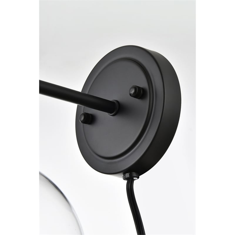 Living District Wesson 1-Light Metal Plug-in Wall Sconce in Black/Clear