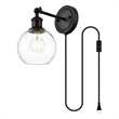 Living District Wesson 1-Light Metal Plug-in Wall Sconce in Black/Clear