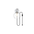 Living District Wesson 1-Light Metal Plug-in Wall Sconce in Chrome/Clear