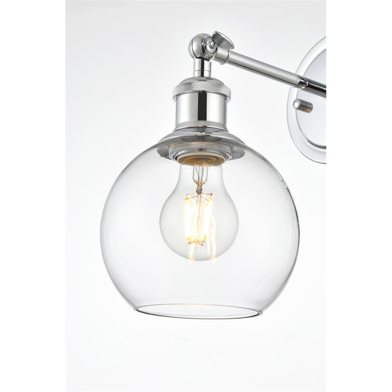 Living District Wesson 1-Light Metal Plug-in Wall Sconce in Chrome/Clear