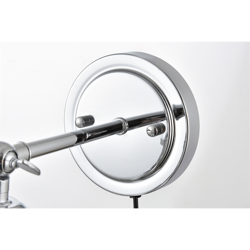 Living District Wesson 1-Light Metal Plug-in Wall Sconce in Chrome/Clear