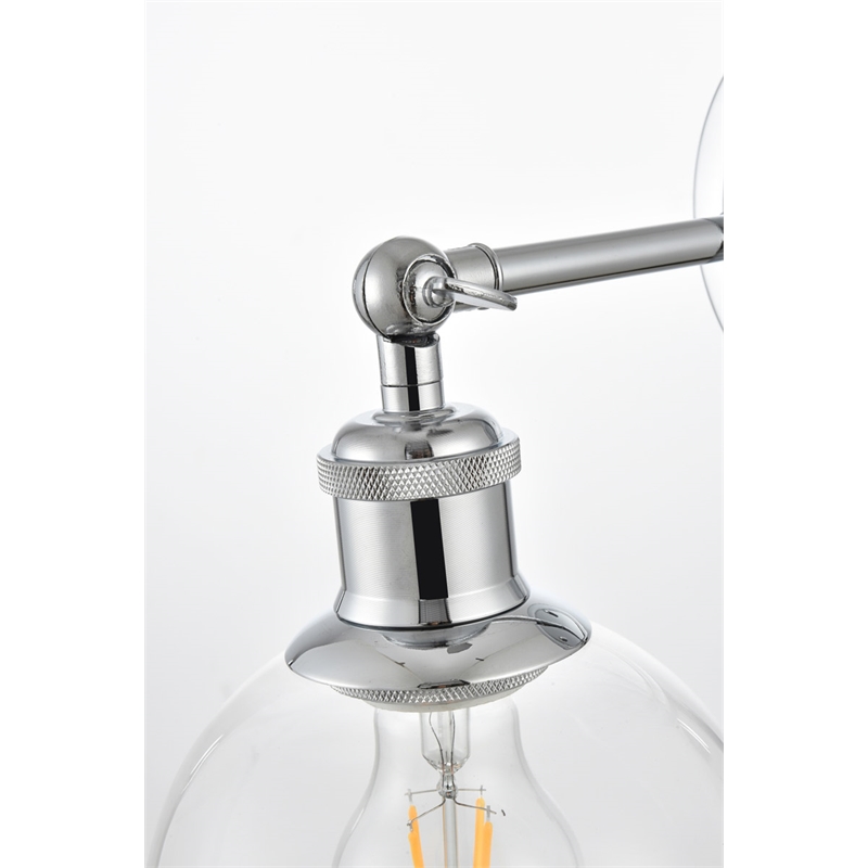 Living District Wesson 1-Light Metal Plug-in Wall Sconce in Chrome/Clear
