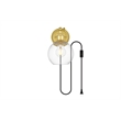 Living District Wesson 1-Light Metal Plug-in Wall Sconce in Brass/Clear