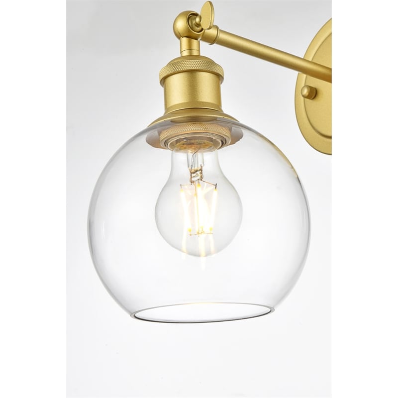 Living District Wesson 1-Light Metal Plug-in Wall Sconce in Brass/Clear