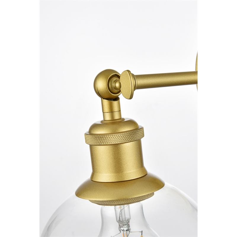 Living District Wesson 1-Light Metal Plug-in Wall Sconce in Brass/Clear