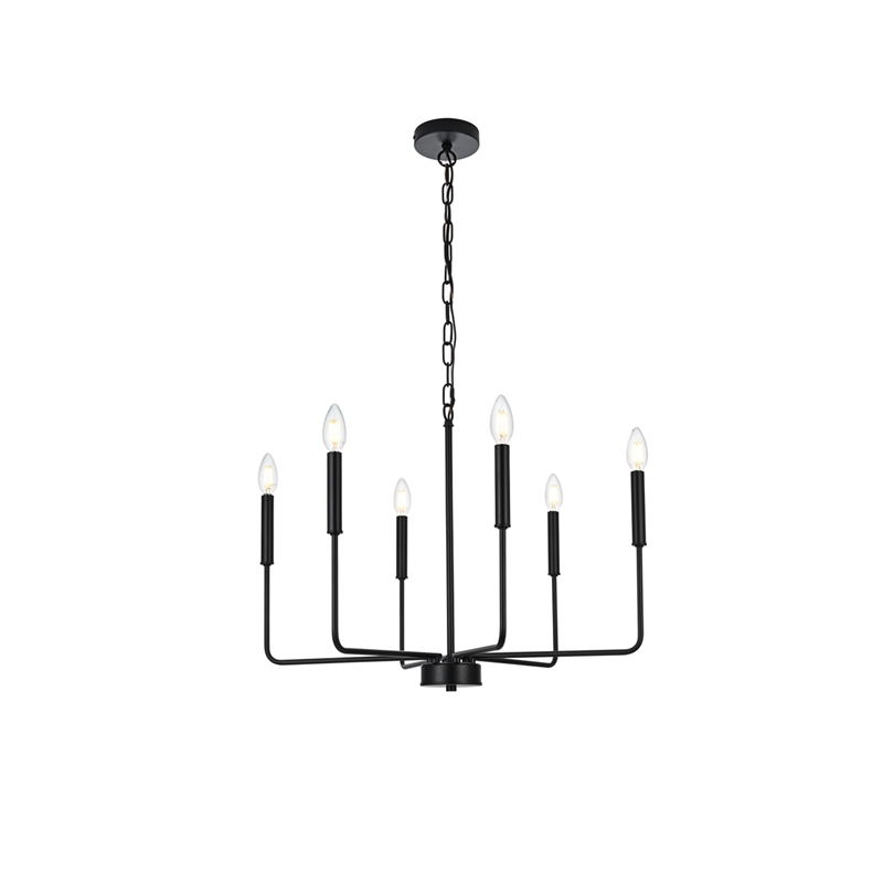 Living District Willa 6-Light Modern Iron Metal Pendant Light in Black