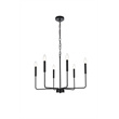 Living District Willa 6-Light Modern Iron Metal Pendant Light in Black