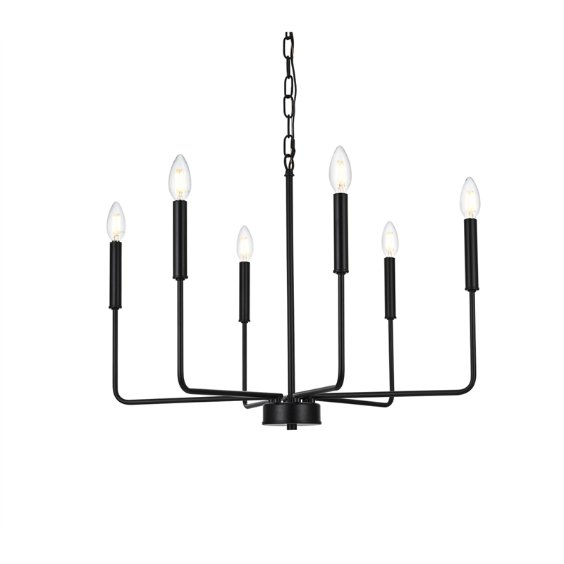 Living District Willa 6-Light Modern Iron Metal Pendant Light in Black