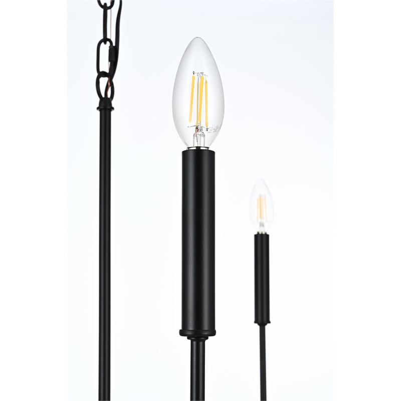 Living District Willa 6-Light Modern Iron Metal Pendant Light in Black