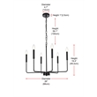 Living District Willa 6-Light Modern Iron Metal Pendant Light in Black
