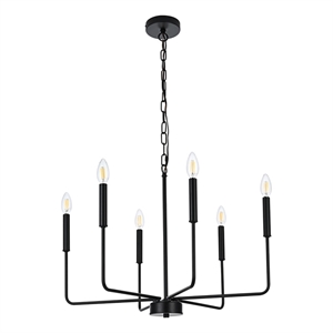Living District Willa 6-Light Modern Iron Metal Pendant Light in Black