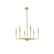 Living District Willa 6-Light Modern Iron Metal Pendant Light in Brass