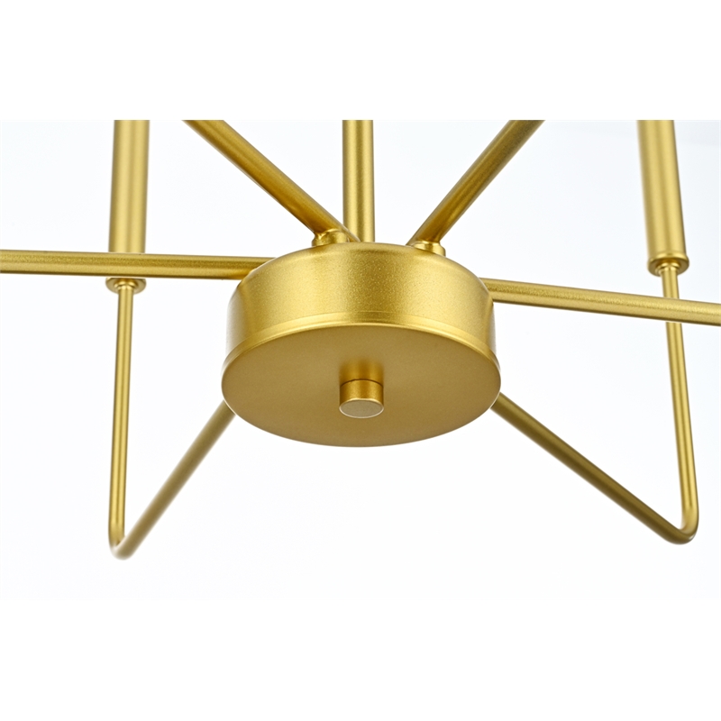 Living District Willa 6-Light Modern Iron Metal Pendant Light in Brass
