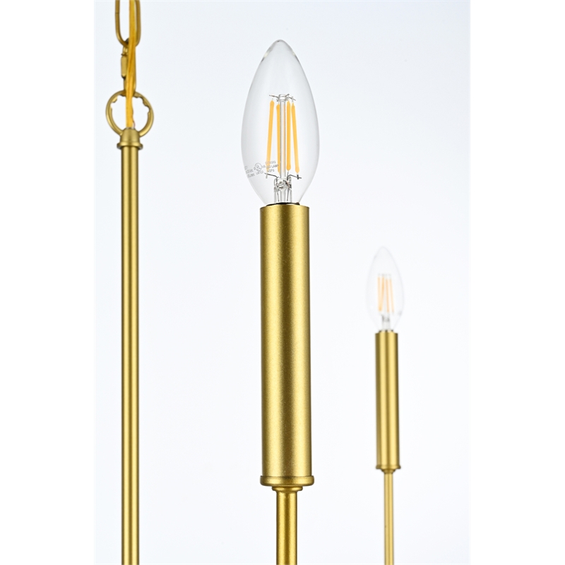 Living District Willa 6-Light Modern Iron Metal Pendant Light in Brass