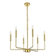 Living District Willa 6-Light Modern Iron Metal Pendant Light in Brass