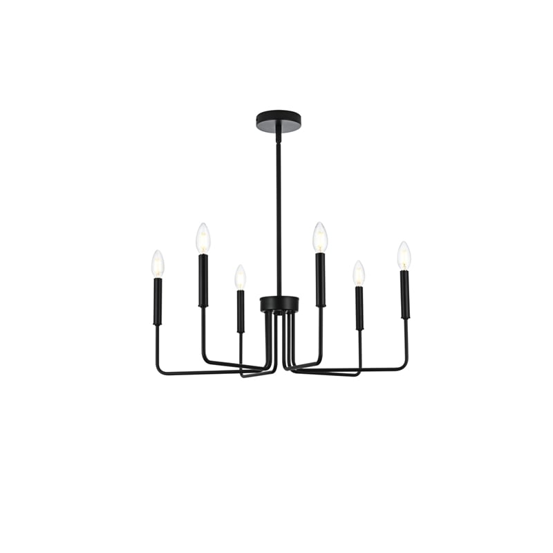 Living District Willa 6-Light Modern Metal Pendant Light in Black