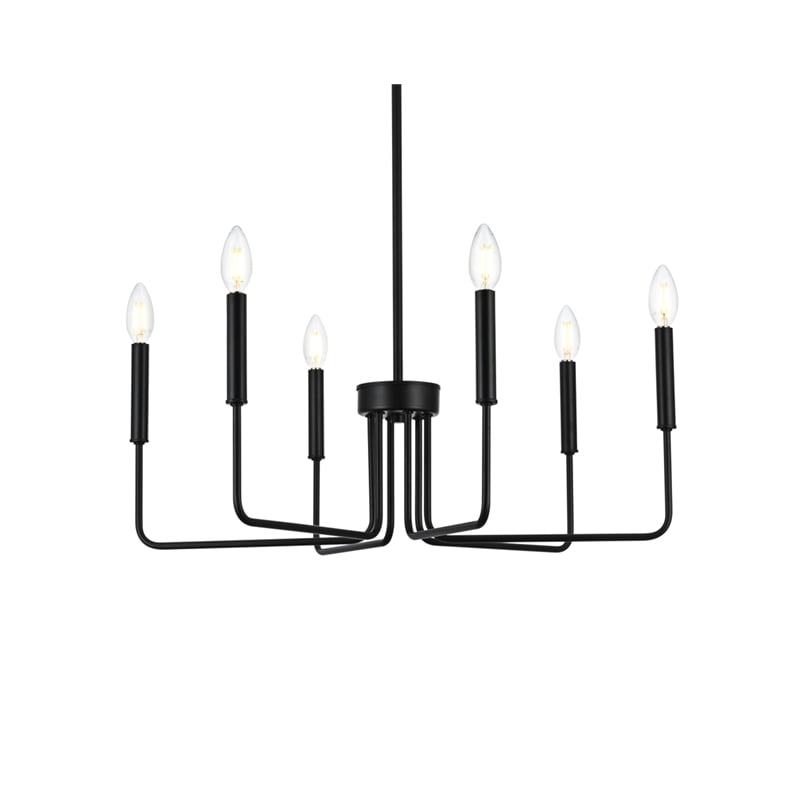 Living District Willa 6-Light Modern Metal Pendant Light in Black