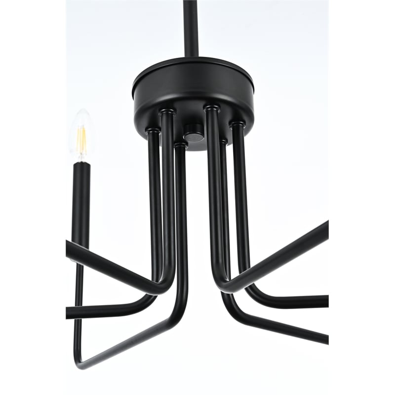 Living District Willa 6-Light Modern Metal Pendant Light in Black
