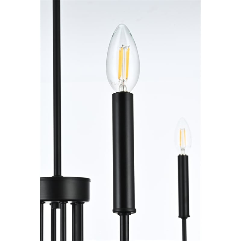 Living District Willa 6-Light Modern Metal Pendant Light in Black