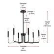 Living District Willa 6-Light Modern Metal Pendant Light in Black