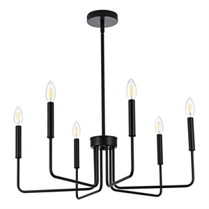 Living District Willa 6-Light Modern Metal Pendant Light in Black