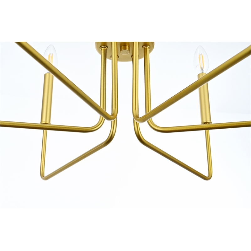 Living District Willa 6-Light Modern Metal Pendant Light in Brass