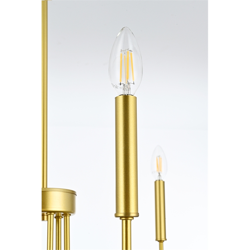 Living District Willa 6-Light Modern Metal Pendant Light in Brass