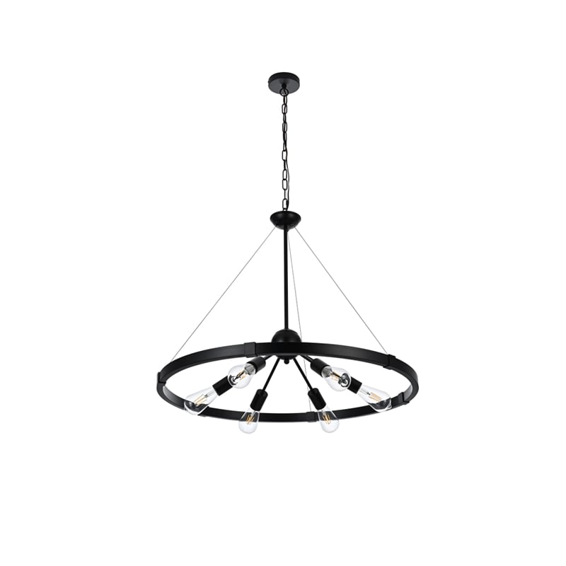 Living District Thora 6-Light Modern Metal Pendant Light in Black
