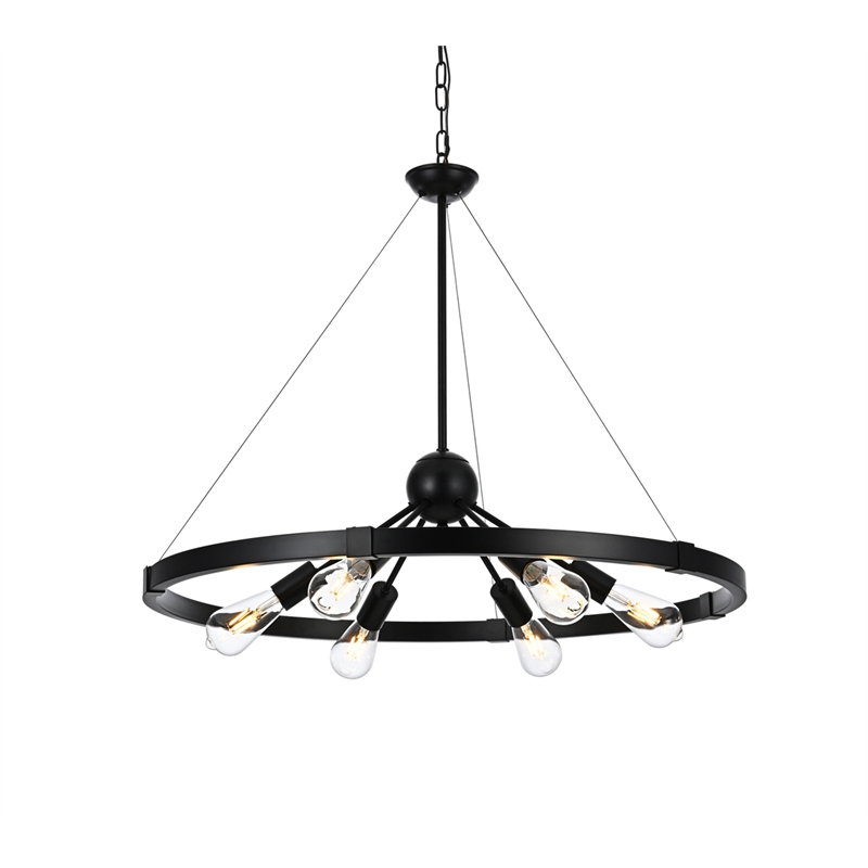 Living District Thora 6-Light Modern Metal Pendant Light in Black