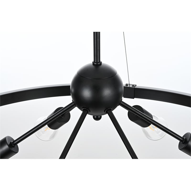 Living District Thora 6-Light Modern Metal Pendant Light in Black
