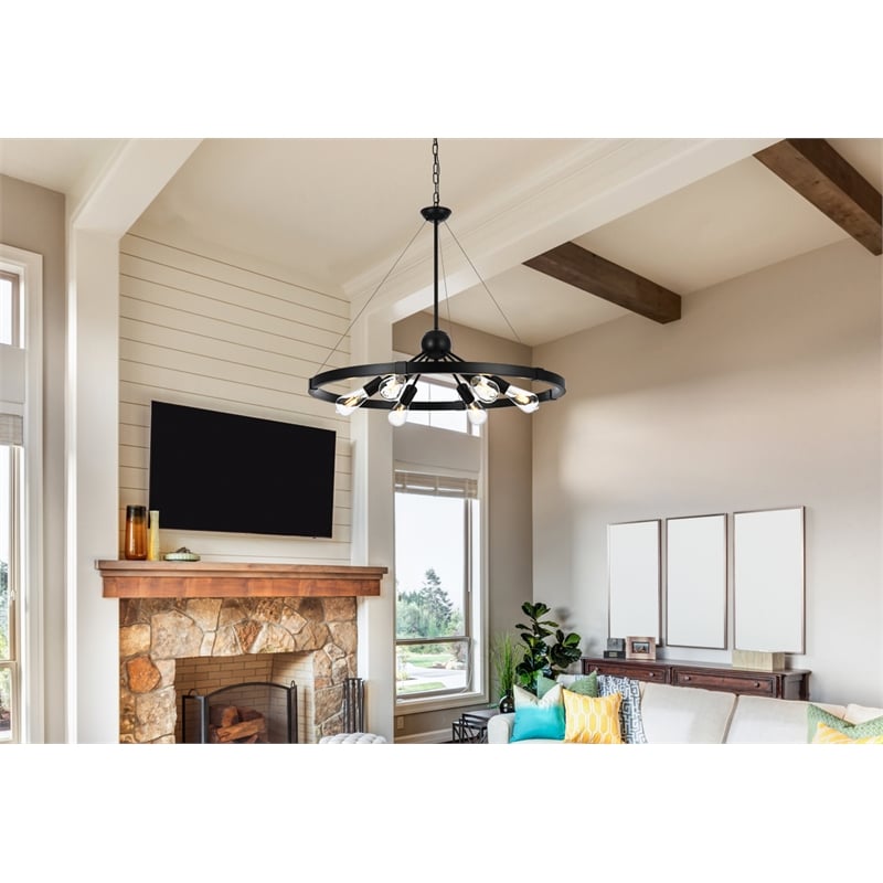 Living District Thora 6-Light Modern Metal Pendant Light in Black