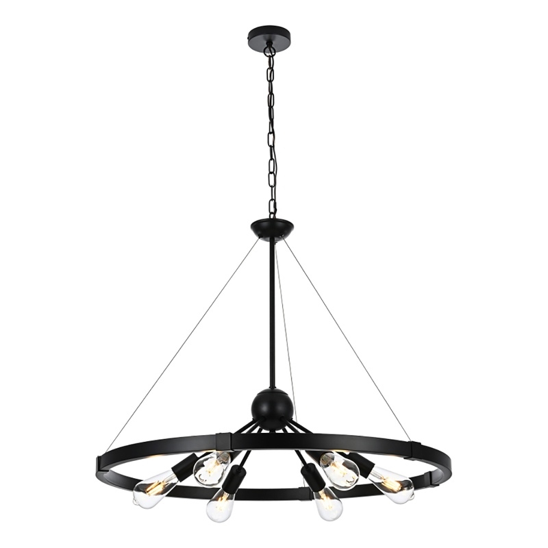 Living District Thora 6-Light Modern Metal Pendant Light in Black