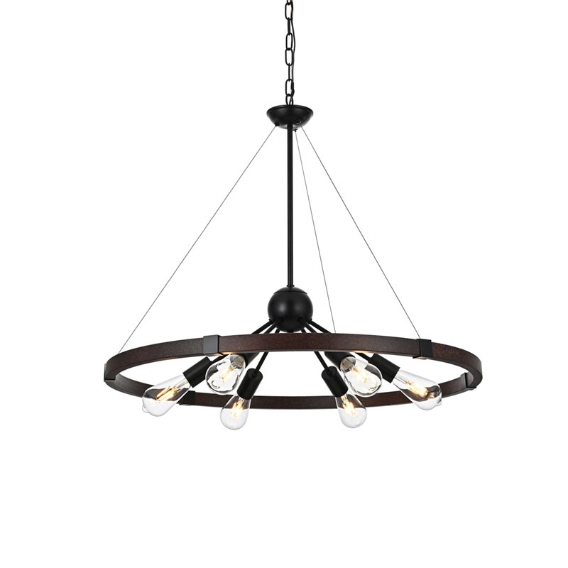 Living District Thora 6-Light Modern Metal Pendant Light in Weathered Black