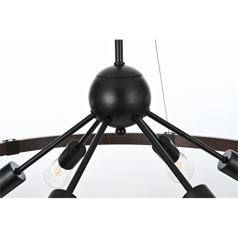 Living District Thora 6-Light Modern Metal Pendant Light in Weathered Black