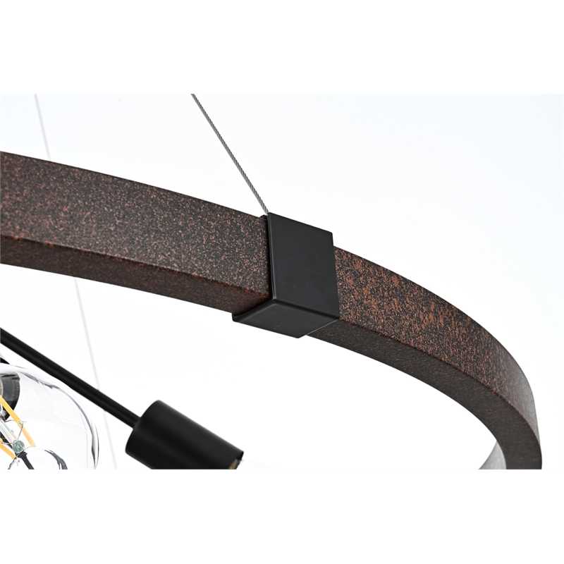 Living District Thora 6-Light Modern Metal Pendant Light in Weathered Black