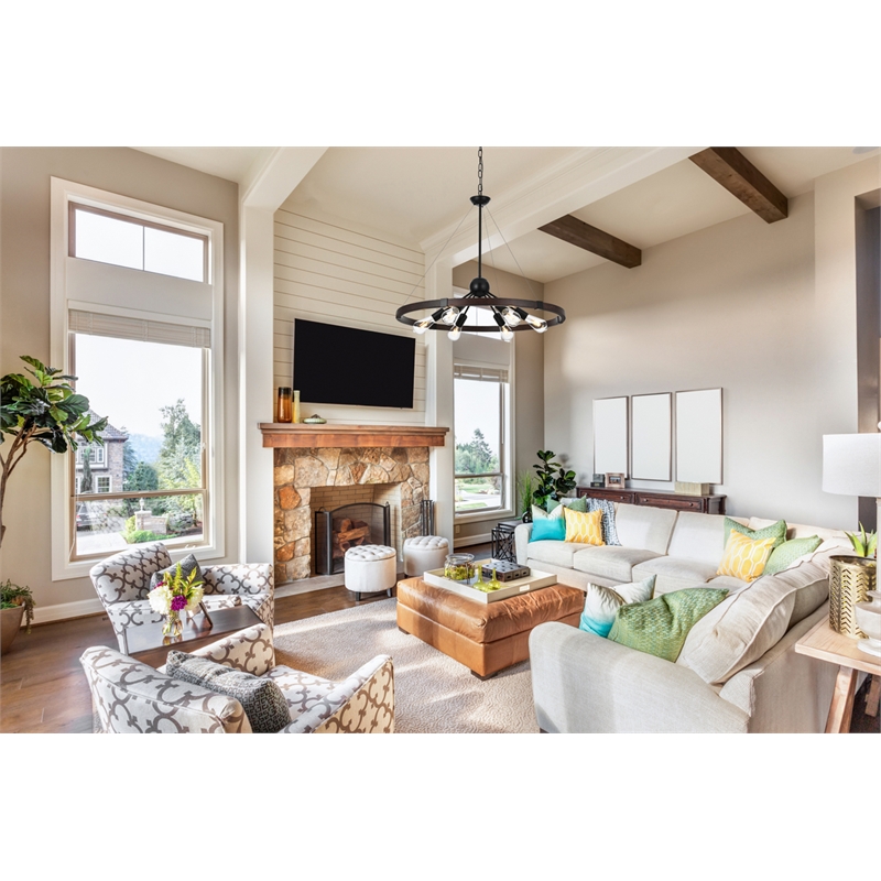 Living District Thora 6-Light Modern Metal Pendant Light in Weathered Black