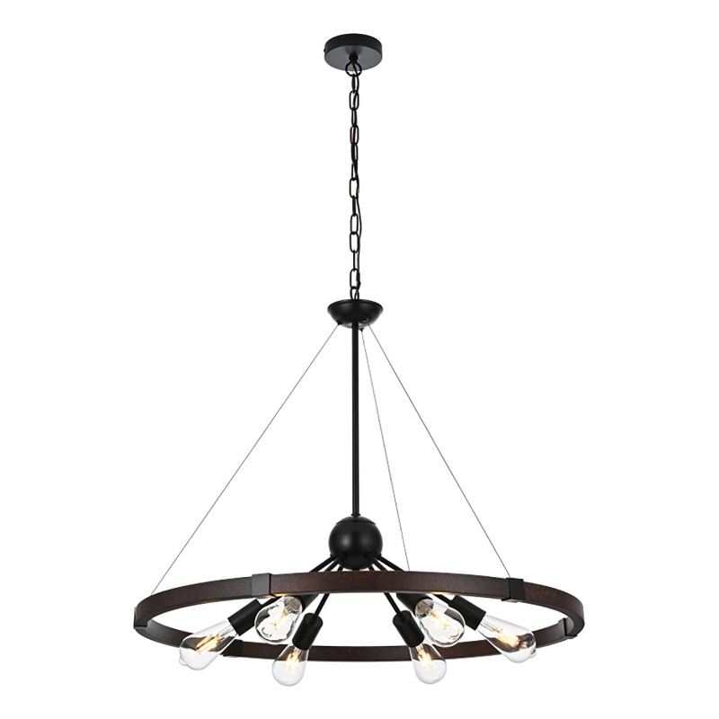 Living District Thora 6-Light Modern Metal Pendant Light in Weathered Black